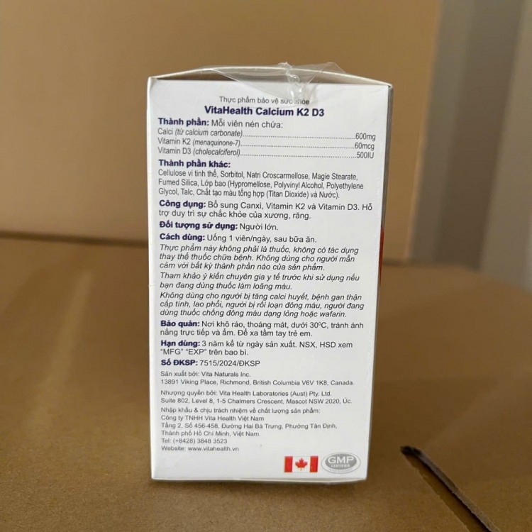 Vitaheath Calcium D3 K2 30 viên